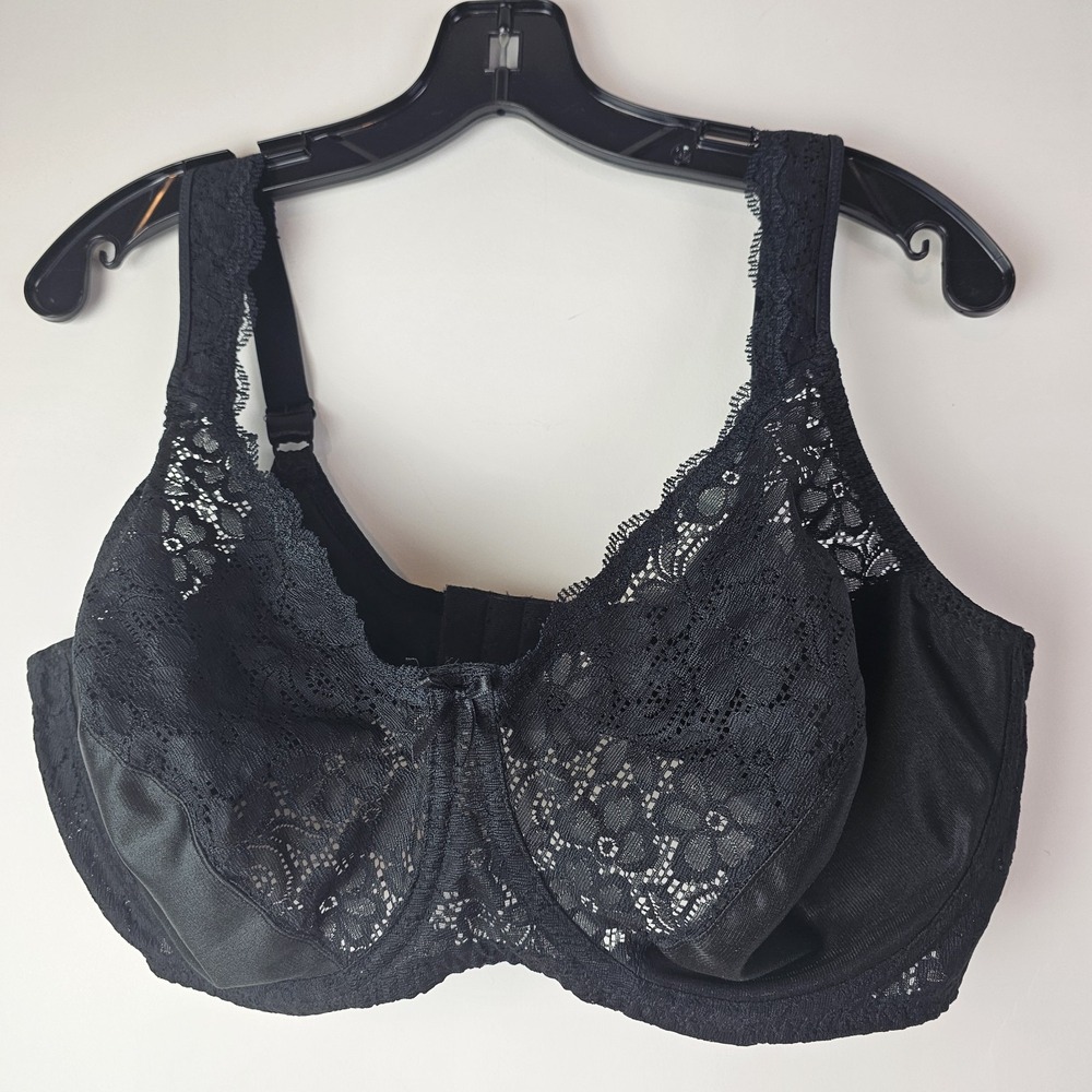 Playtex‎ Body Language Underwire Bra Vintage 44D Floral Rose Satin 4309 Black